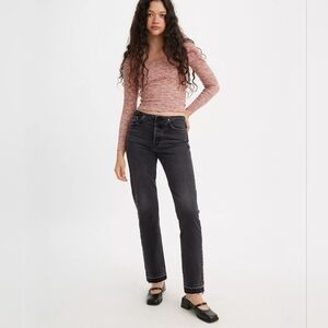 Levi's 501 Mini Waist Button Fly Jeans Black Size 26 X 30